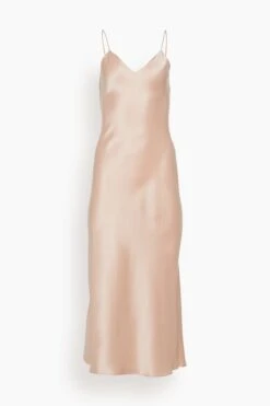 Tea Length Bias Slip Dress In Dusty Rose