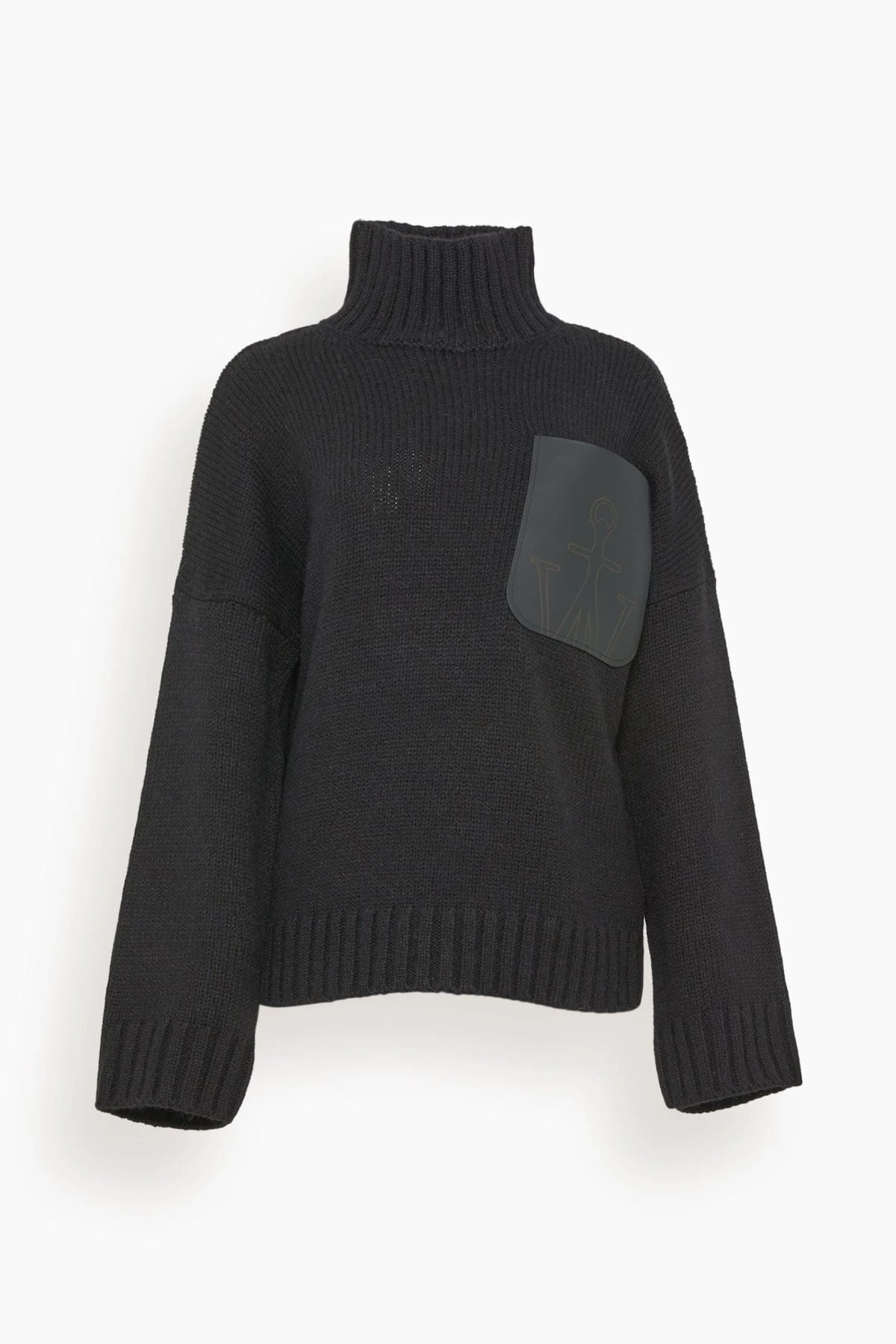 JW Anderson Leather Patch Pocket Jumper In Black 2 JW Anderson Leather Patch Pocket Jumper In Black