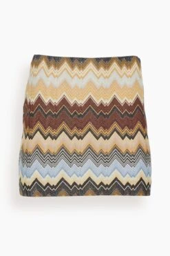 Missoni Mini Skirt In Multi Zigzag On Brown Base
