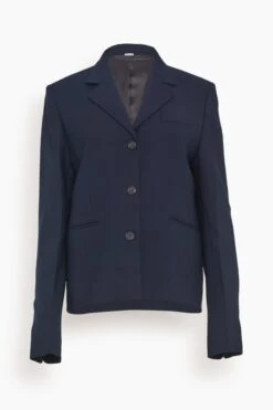 Toteme Petite Crepe Suit Jacket In Navy