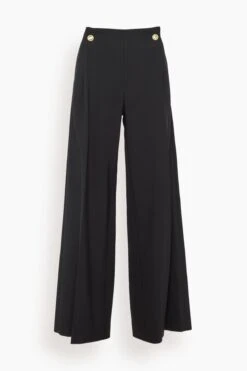 Button Pleat Pant In Black