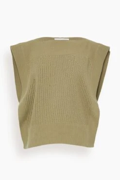 Top Sleeveless Round Neck Knit Sweater In Oliva