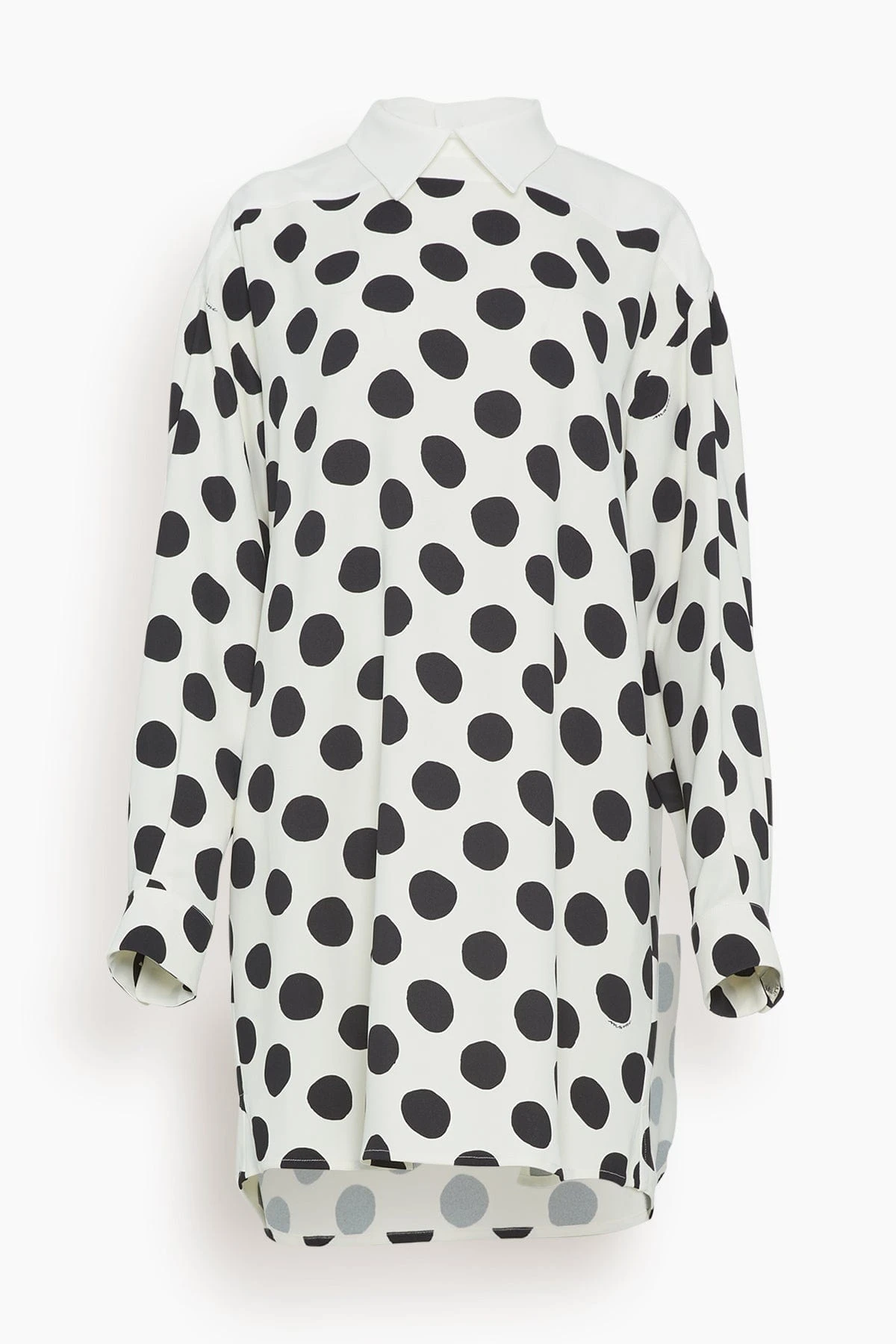 Marni Big Dot Stretch Cady Mini Dress In Stone White 3 Marni Big Dot Stretch Cady Mini Dress In Stone White