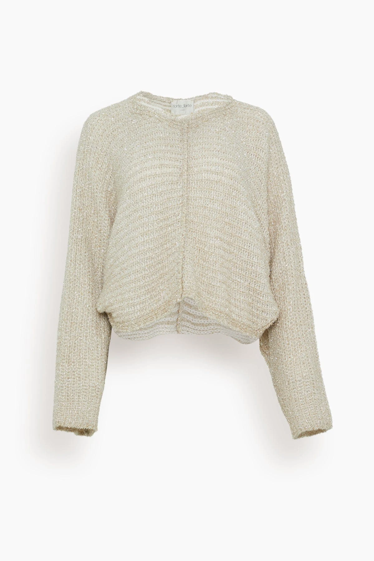 FORTE_FORTE Lurex Chenille Poncho Sweater In Gold 3 FORTE_FORTE Lurex Chenille Poncho Sweater In Gold