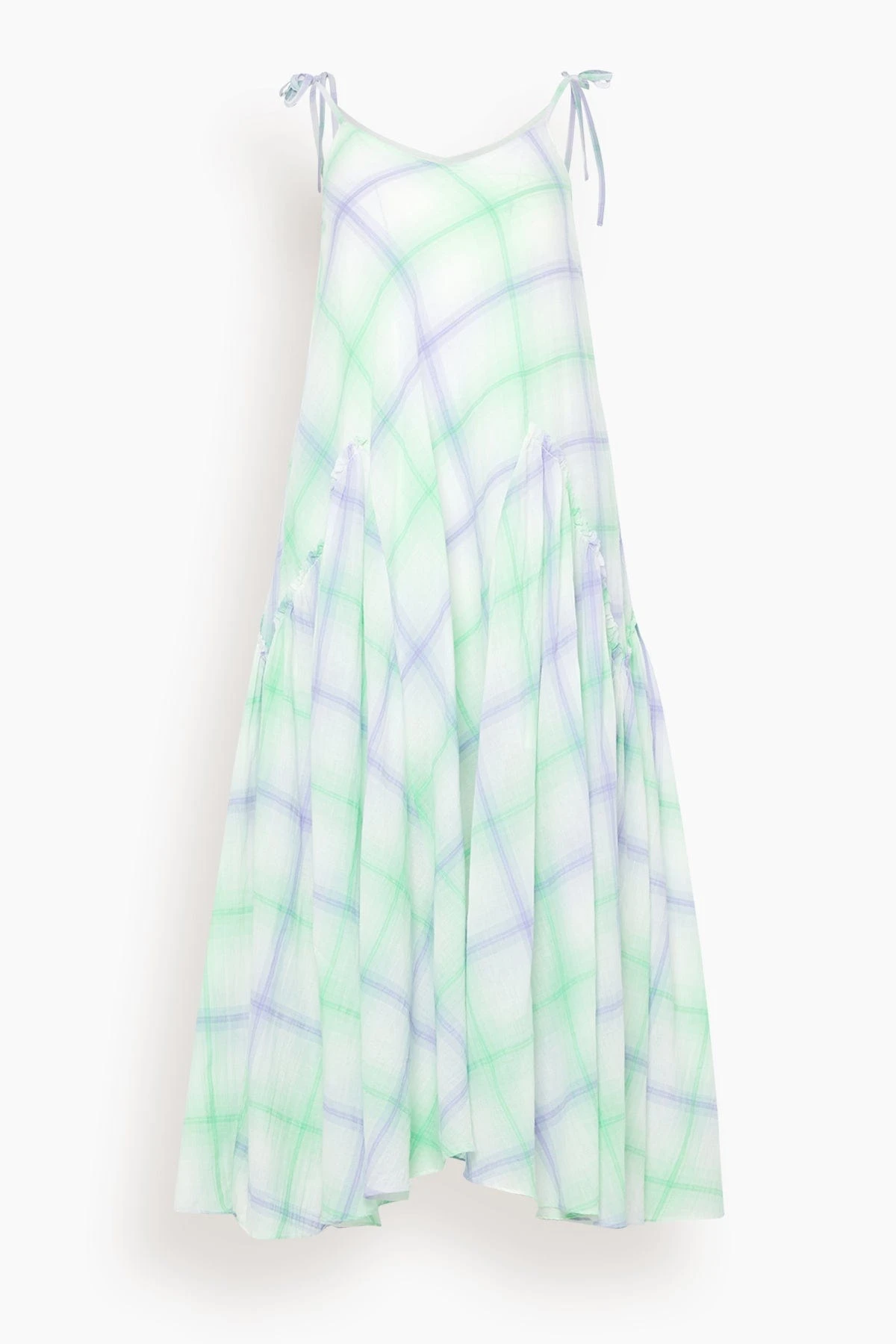 Handwoven Check Long Dress In Lavande Green 3 Handwoven Check Long Dress In Lavande Green