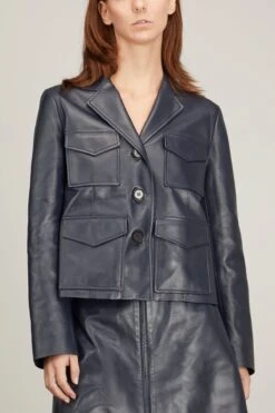 PROENZA SCHOULER Glossy Leather Jacket In Navy 8 PROENZA SCHOULER Glossy Leather Jacket In Navy -DOROTHE Clothing Shop 294052 2