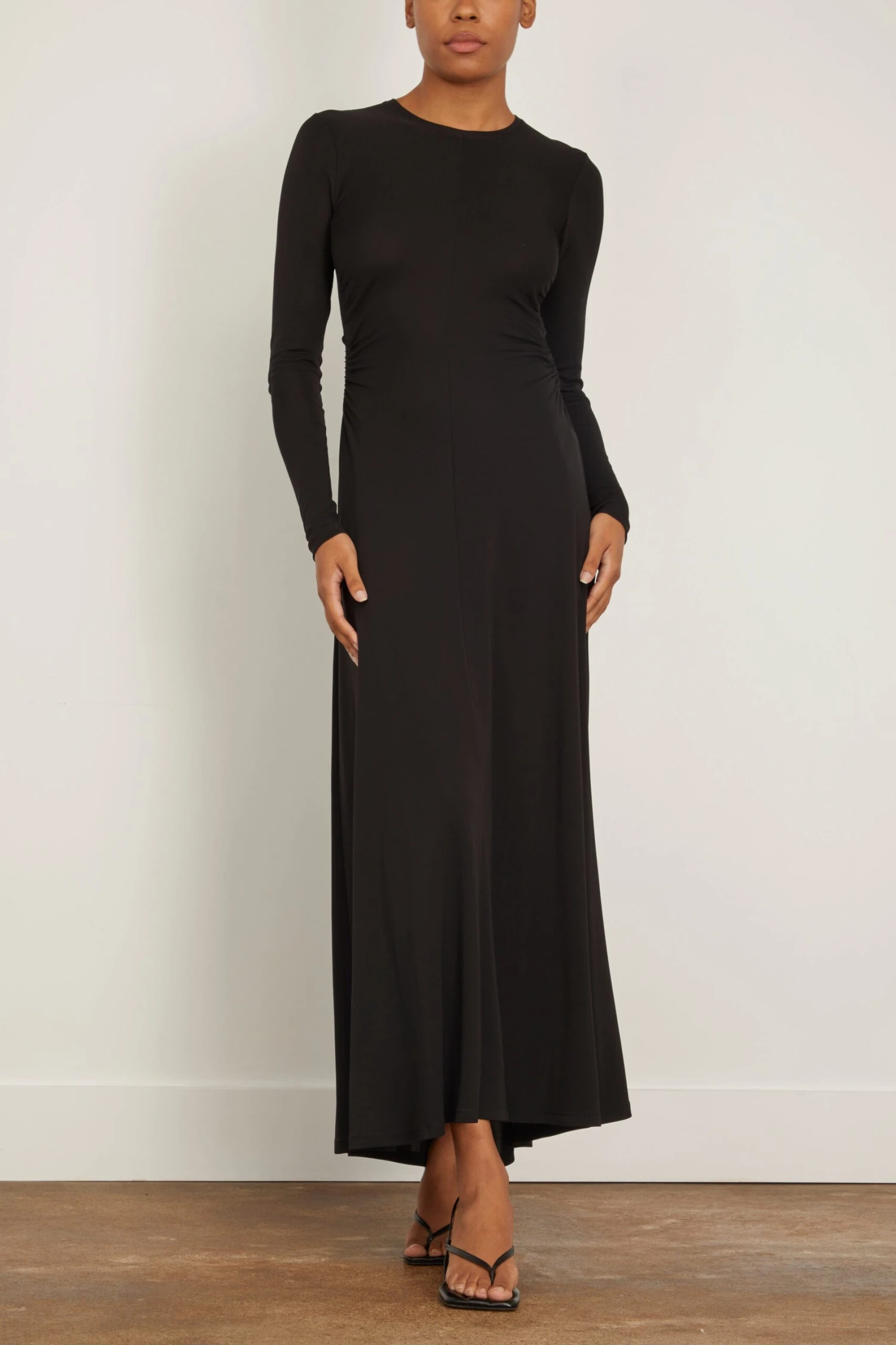 Long Sleeve Jersey Open Back Dress In Black 5 Long Sleeve Jersey Open Back Dress In Black - Image 3
