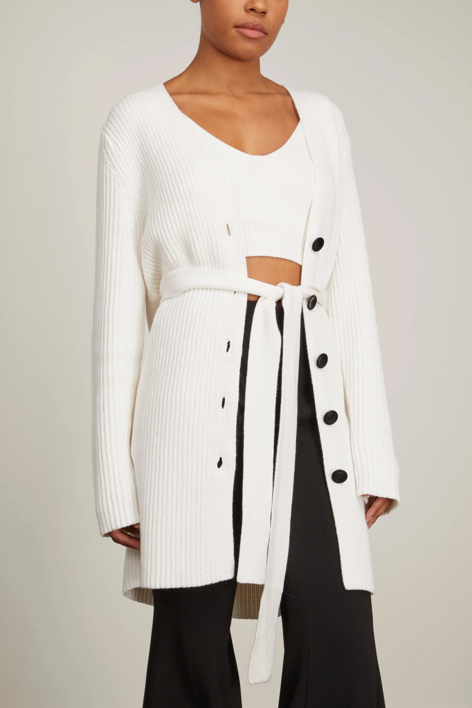 Ribbed Cotton Button Sweater In Off White 5 Ribbed Cotton Button Sweater In Off White - Image 3