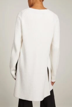 Ribbed Cotton Button Sweater In Off White 9 Ribbed Cotton Button Sweater In Off White -DOROTHE Clothing Shop 294450 3