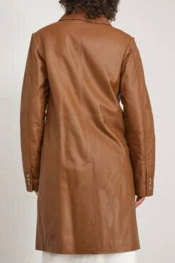 Uvon Long Leather Jacket In Brown -DOROTHE Clothing Shop 294457 3