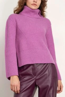 Adrienne Buttoned Turtleneck In Orchid -DOROTHE Clothing Shop 298166 2
