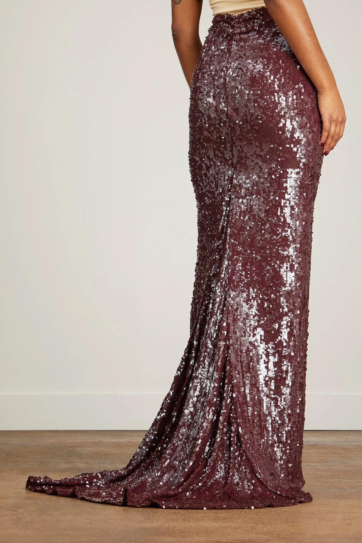 Dries Van Noten Seam Embroidery Skirt In Dark Burgundy 6 Dries Van Noten Seam Embroidery Skirt In Dark Burgundy - Image 4