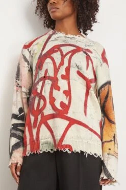 R13 Mercer Street Oversized Graffiti Sweater In Mercer -DOROTHE Clothing Shop 311283 2