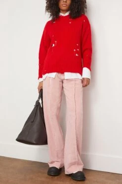R13 Distressed Oversized Sweater In Red Cashmere -DOROTHE Clothing Shop 311295 1
