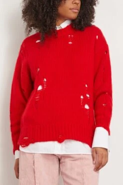 R13 Distressed Oversized Sweater In Red Cashmere -DOROTHE Clothing Shop 311295 2