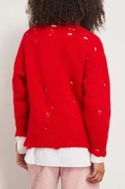 R13 Distressed Oversized Sweater In Red Cashmere -DOROTHE Clothing Shop 311295 3