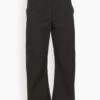 Solid Cotton Linen Easy Pant In Black