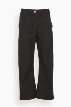 Solid Cotton Linen Easy Pant In Black