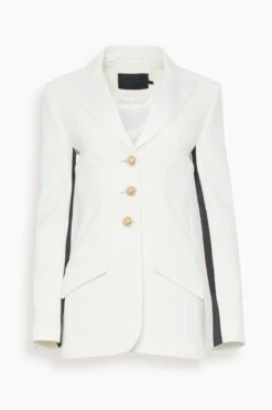 PROENZA SCHOULER Viscose Suiting Tuxedo Jacket In Off White Multi