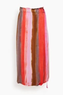 Lotus Skirt In Pink Red Stripes