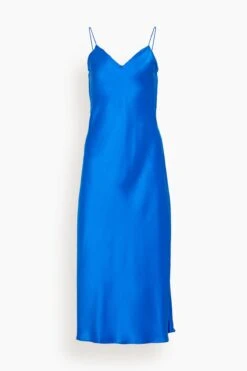 Midi Slip Dress In Cobalt