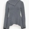 Keyara Foldover Collared Sweater In Charcoal Melange 2 Keyara Foldover Collared Sweater In Charcoal Melange -DOROTHE Clothing Shop 528d6fc322a821c8a7e09fc512e6da8c