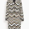 Missoni Coat In Zigzag Beige/White/Black