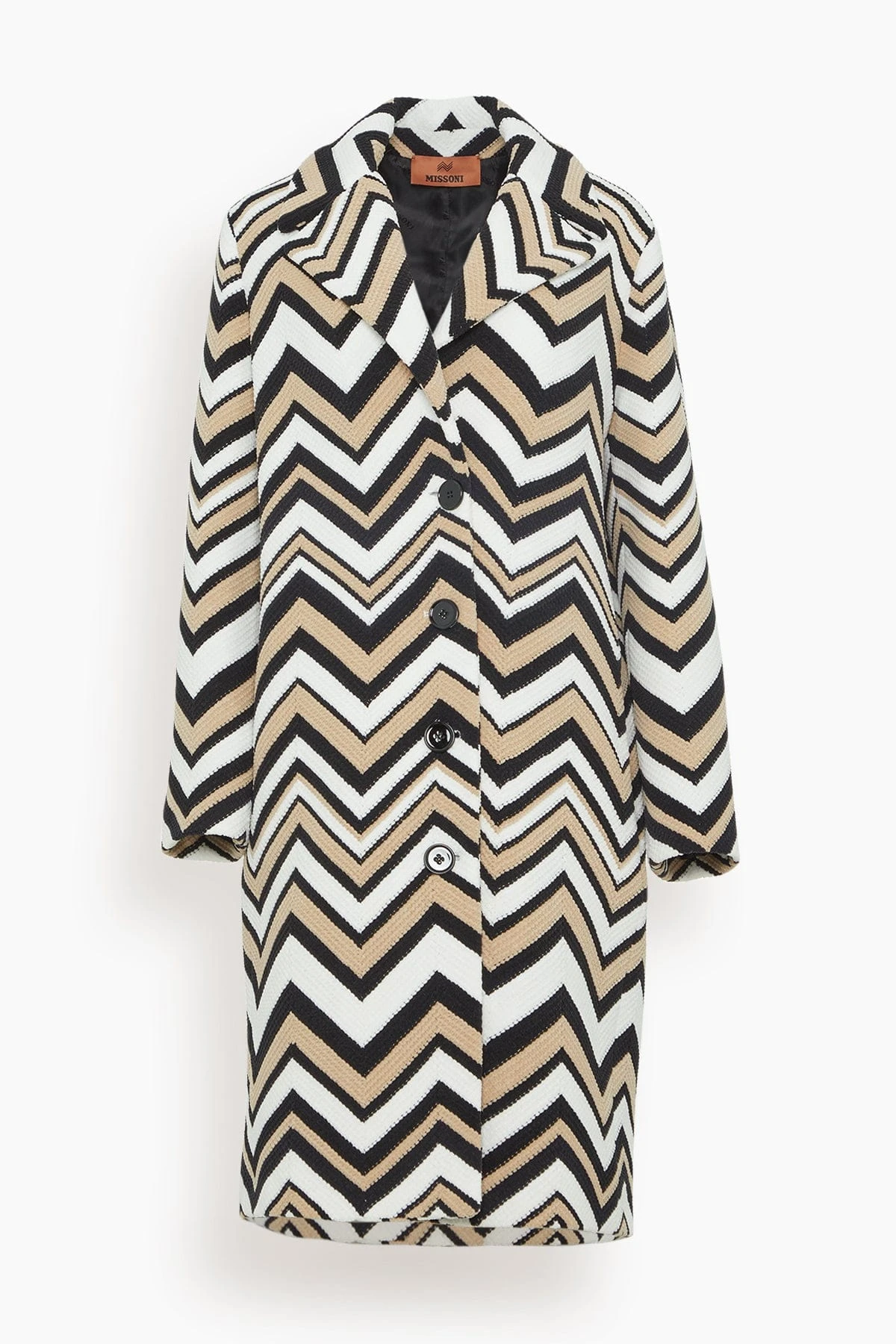 Missoni Coat In Zigzag Beige/White/Black 3 Missoni Coat In Zigzag Beige/White/Black
