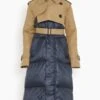 Sacai Cotton Gabardine X Padded Coat In Beige/Navy
