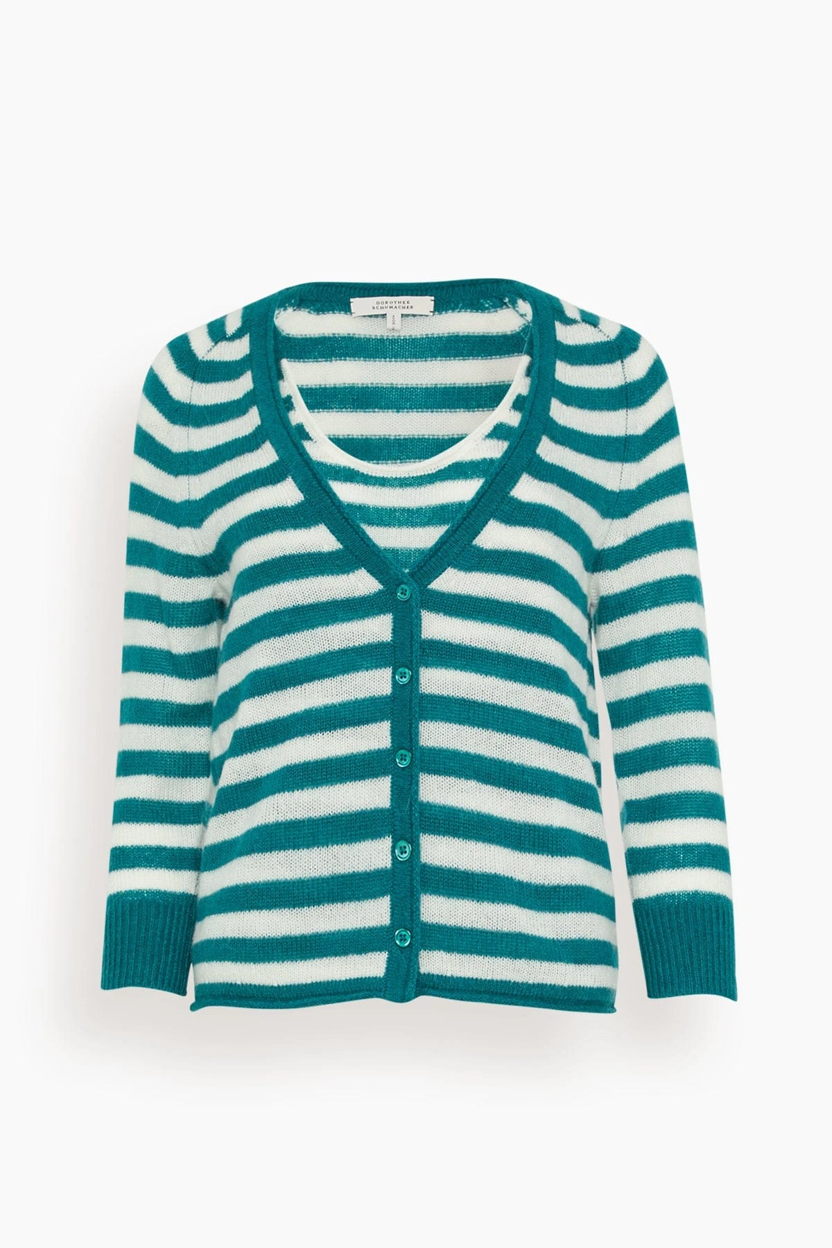 DOROTHEE SCHUMACHER Fresh Stripes Twinset In Green And White Mix 3 DOROTHEE SCHUMACHER Fresh Stripes Twinset In Green And White Mix