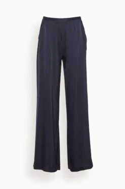 FORTE_FORTE Stretch Heavy Silk Satin High Waist Pant In Notte