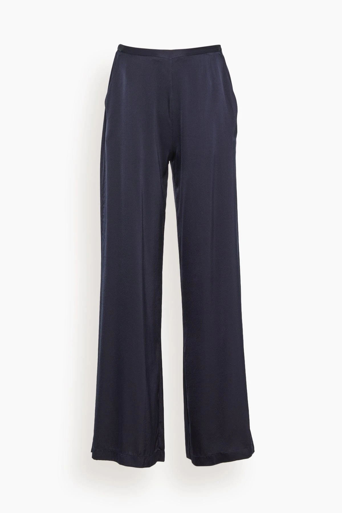 FORTE_FORTE Stretch Heavy Silk Satin High Waist Pant In Notte 3 FORTE_FORTE Stretch Heavy Silk Satin High Waist Pant In Notte