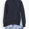 Sacai Sponge Sweat Pullover In Navy 1 Sacai Sponge Sweat Pullover In Navy -DOROTHE Clothing Shop 5e4caecaee172bb49c99ffb990121770