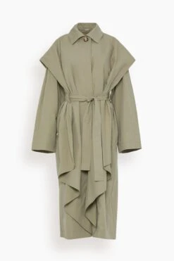 Toteme Layered Cotton Cupro Trench In Wet Sand