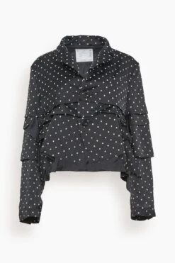 Sacai Polka Dot Flock Print Jacket In Black
