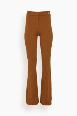 Danae Stretch High Waisted Fit And Flare Trouser In Caramel Brown