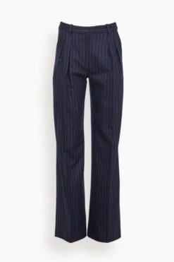 Amoya Wide Leg Pant In Navy Stripes
