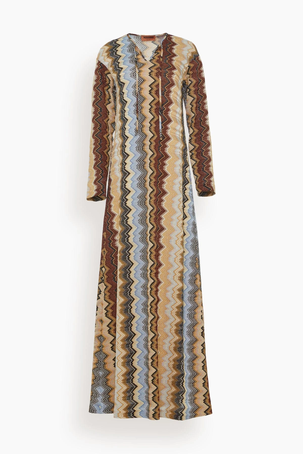 Missoni Kaftan Dress In Multi Zigzag On Brown Base 3 Missoni Kaftan Dress In Multi Zigzag On Brown Base