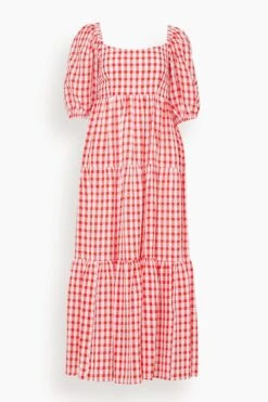 Gianna Tie Back Maxi Dress In Red Gingham