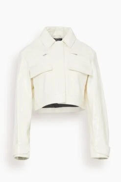 Boxy Heavy Leather Jacket In White