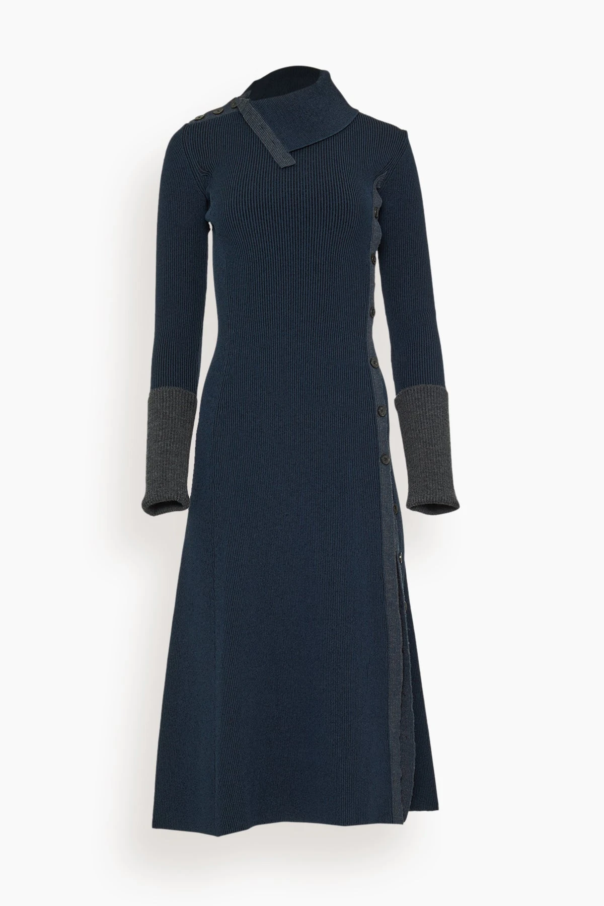 PROENZA SCHOULER Fine Rib Knit Dress In Midnight Multi 3 PROENZA SCHOULER Fine Rib Knit Dress In Midnight Multi