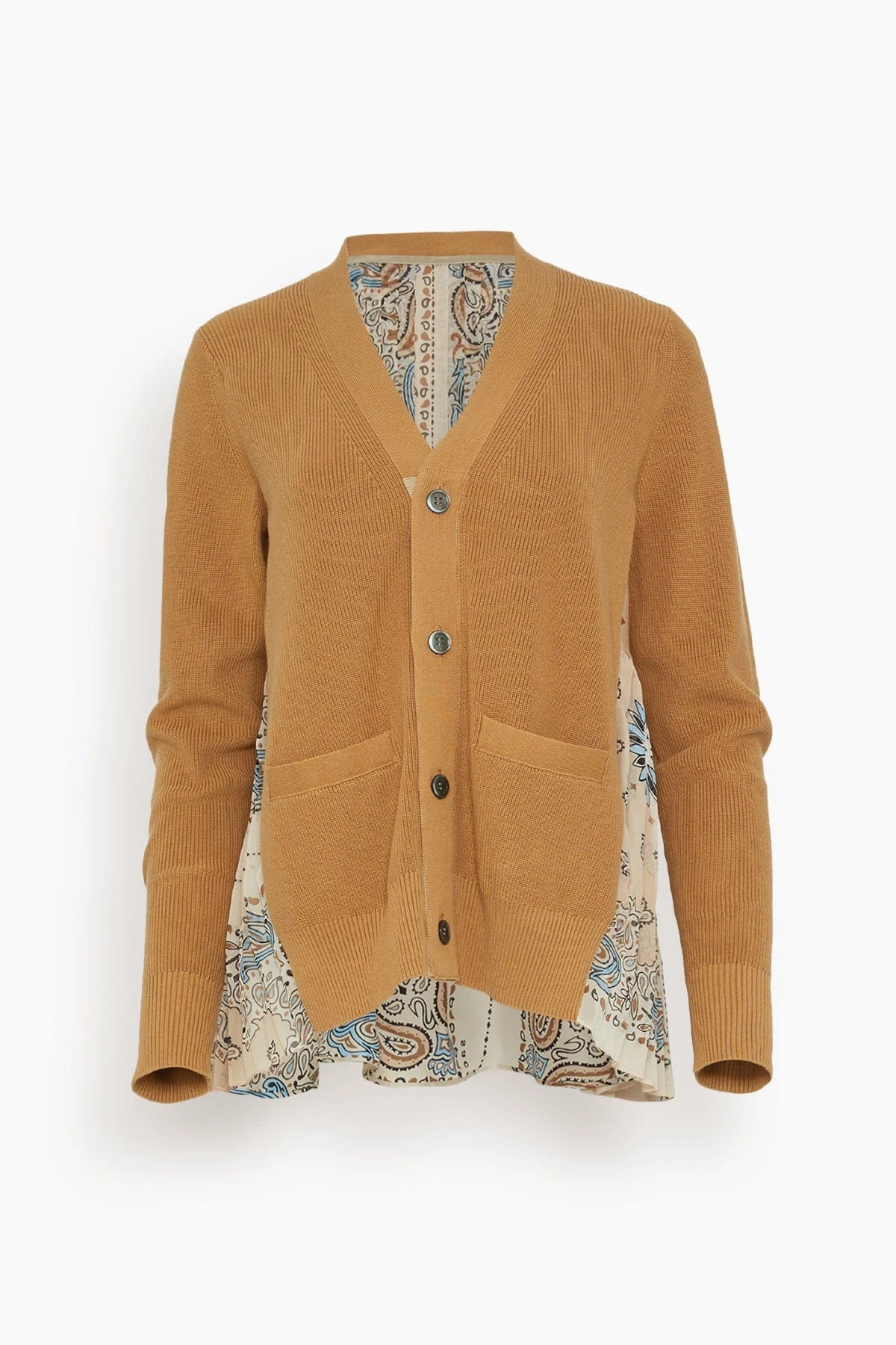 Sacai Bandana Print Knit Cardigan In Beige 3 Sacai Bandana Print Knit Cardigan In Beige