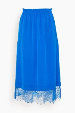 SEA Lorraine Lace Combo Slip Skirt In Cobalt