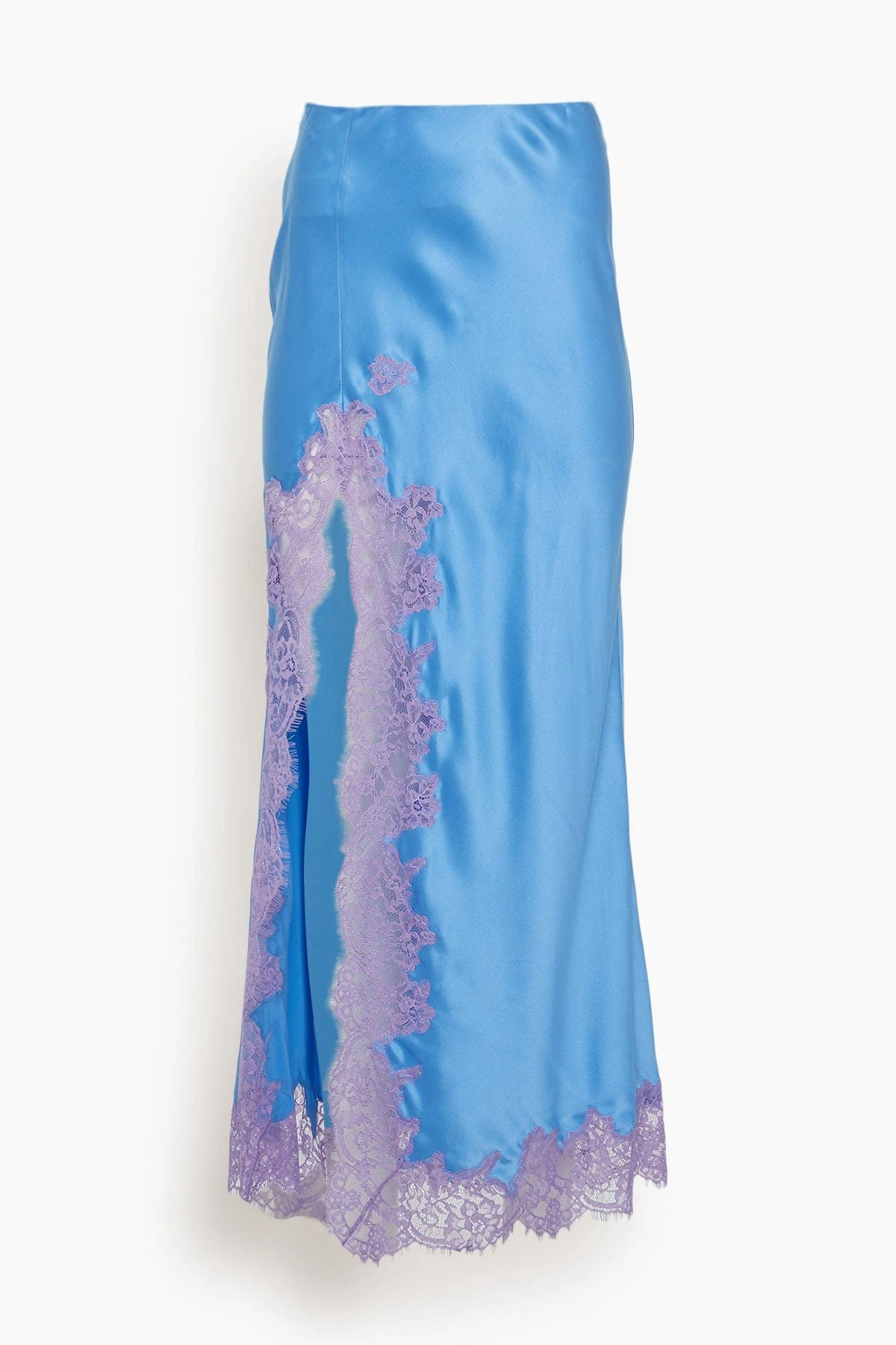 High Slit Lace Applique Skirt In Cornflower Blue 3 High Slit Lace Applique Skirt In Cornflower Blue