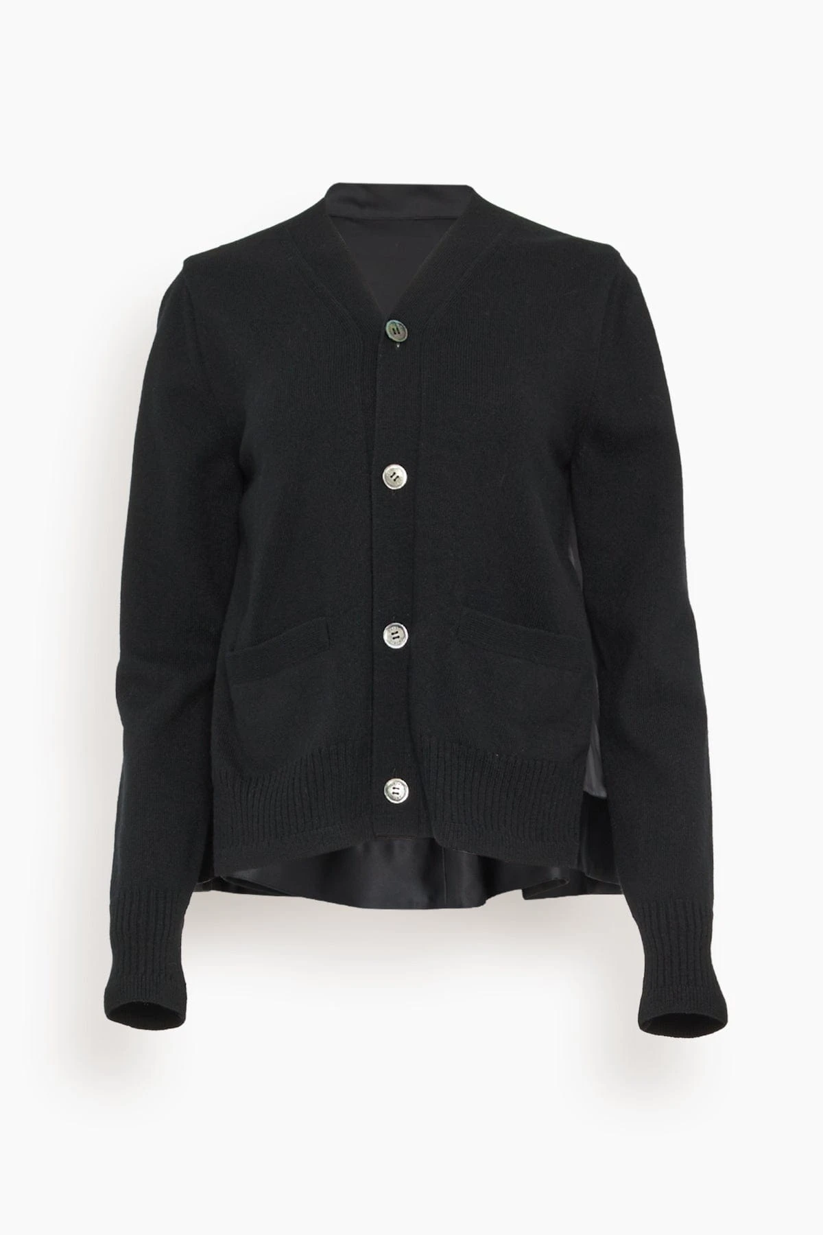 Sacai Wool Knit Cardigan In Black 3 Sacai Wool Knit Cardigan In Black