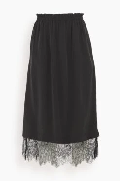 SEA Lorraine Lace Combo Slip Skirt In Black