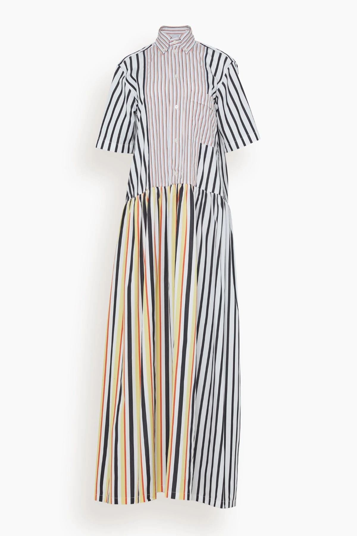 Long Dress In White Base Black Stripe 3 Long Dress In White Base Black Stripe