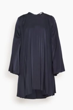 FORTE_FORTE Stretch Heavy Silk Satin Flared Mini Dress In Notte