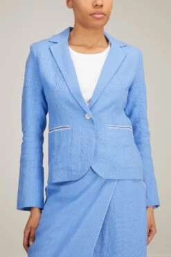 Hand Embroidered Jacket In Blue Azur -DOROTHE Clothing Shop HandEmbroideredJacketinBlueAzur 2