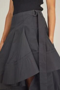 PROENZA SCHOULER Technical Cotton Layered Skirt In Black -DOROTHE Clothing Shop TechnicalCottonLayeredSkirtinBlack 4